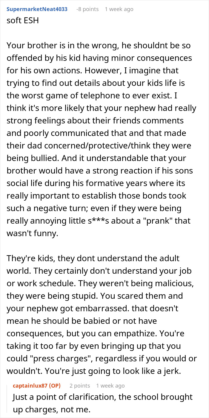 Reddit comment discussing family dynamics in disciplining children, touching on empathy and consequences. Reddit comment discussing family dynamics in disciplining children, touching on empathy and consequences.
