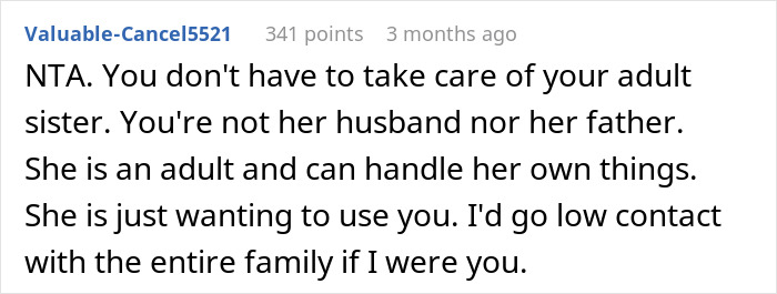 Reddit comment advising against being the family ATM, supporting self-reliance. Reddit comment advising against being the family ATM, supporting self-reliance.
