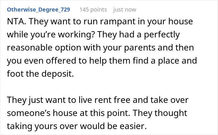 Reddit comment about a man wanting to move his family into his brother's house, discussed in a viral post. Reddit comment about a man wanting to move his family into his brother's house, discussed in a viral post.