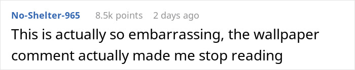 Comment on Reddit post about gaslighting and losing $600, expressing embarrassment over a wallpaper comment. Comment on Reddit post about gaslighting and losing $600, expressing embarrassment over a wallpaper comment.
