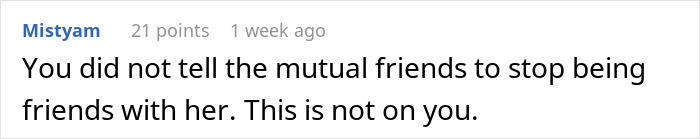 Reddit comment discussing mutual friends and accountability. Reddit comment discussing mutual friends and accountability.