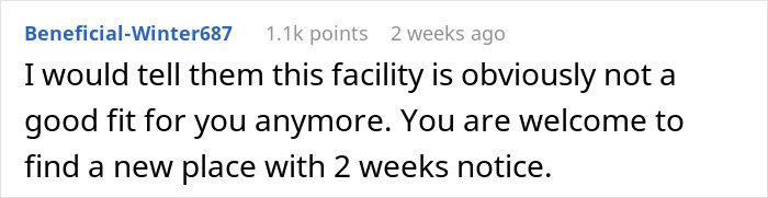 Comment discussing facility fit, mentioning notice, related to pregnant wife childcare. Comment discussing facility fit, mentioning notice, related to pregnant wife childcare.