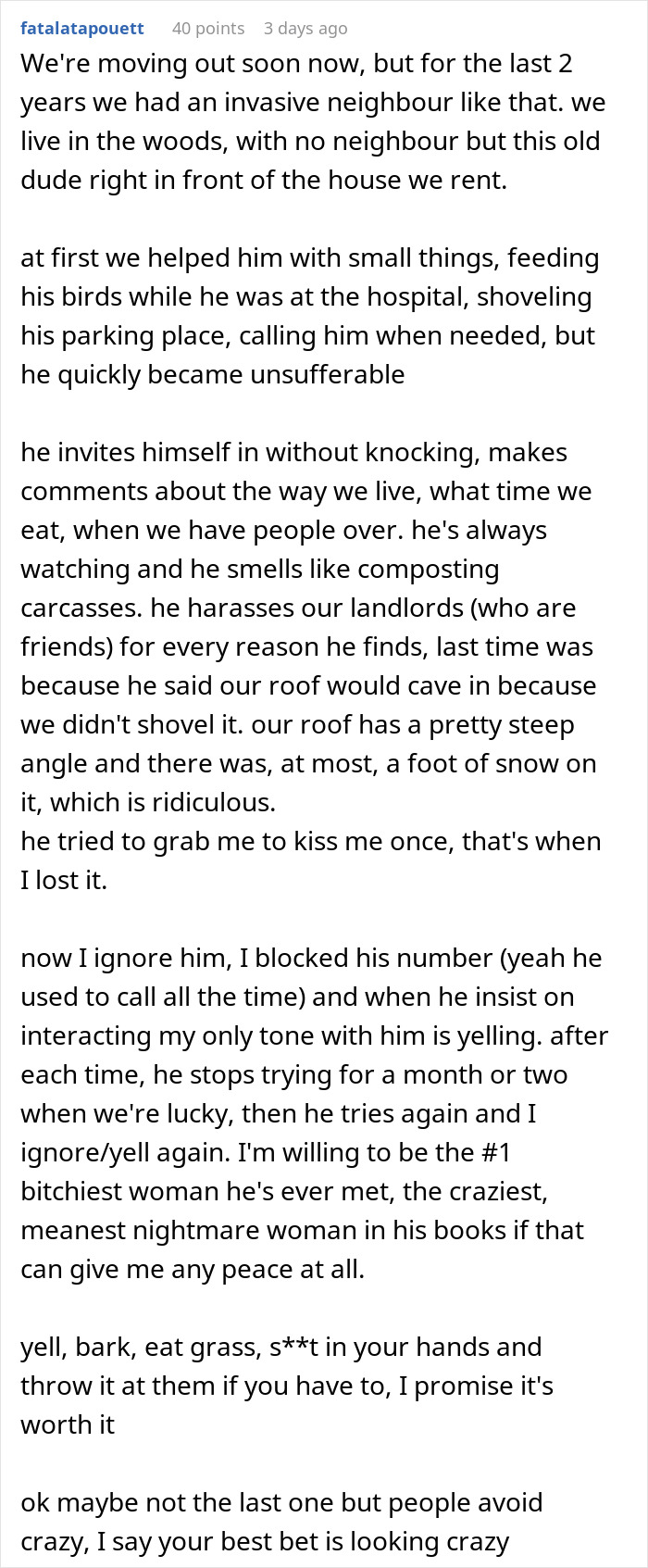 Text exchange discussing a neighbor who is considered a catch by his mom but becomes unbearable when interacting. Text exchange discussing a neighbor who is considered a catch by his mom but becomes unbearable when interacting.