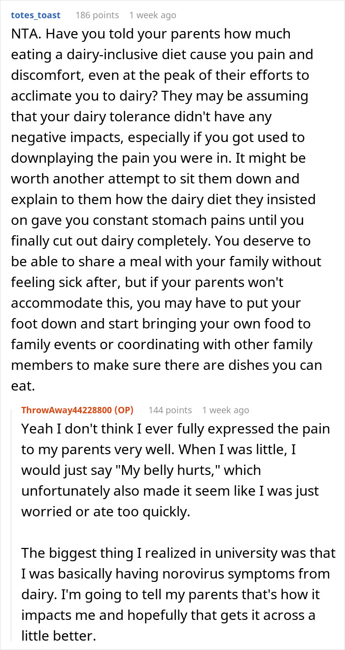 Reddit post discussing an allergy issue and parent's reactions, focusing on public embarrassment and dietary concerns. Reddit post discussing an allergy issue and parent's reactions, focusing on public embarrassment and dietary concerns.