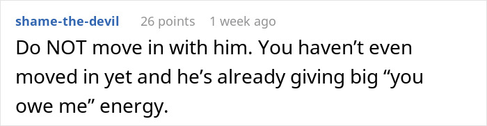 Reddit comment warning a girlfriend about a wealthy guy's "you owe me" attitude. Reddit comment warning a girlfriend about a wealthy guy's "you owe me" attitude.
