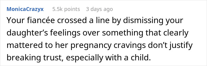 Comment discussing apology after eating child's cupcake due to pregnancy cravings. Comment discussing apology after eating child's cupcake due to pregnancy cravings.
