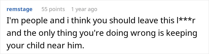 Reddit comment responding to a post about a husband giving an ultimatum to quit a job or face divorce. Reddit comment responding to a post about a husband giving an ultimatum to quit a job or face divorce.