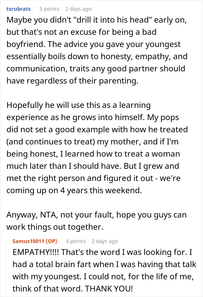 Dating Advice To Younger Son Accidentally Leads To Eldest’s Breakup As The GF Realized Her Worth Dating Advice To Younger Son Accidentally Leads To Eldest’s Breakup As The GF Realized Her Worth