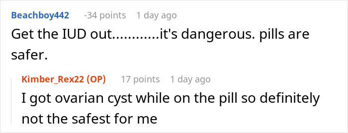 Debate on sterilizing against partner's wishes, discussing IUD dangers and pill side effects. Debate on sterilizing against partner's wishes, discussing IUD dangers and pill side effects.