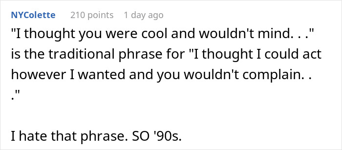 Text discussing outdated phrase implies disregard for coworker’s feelings in internet trend context. Text discussing outdated phrase implies disregard for coworker’s feelings in internet trend context.