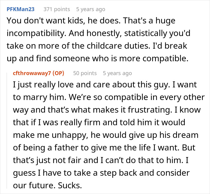 Text exchange about fear of motherhood and differing views on having children in a relationship. Text exchange about fear of motherhood and differing views on having children in a relationship.
