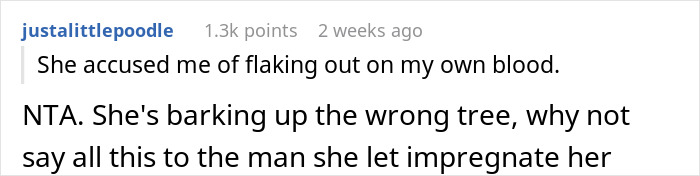 Comment discussing pressure to take a parental role, feeling unfairly accused. Comment discussing pressure to take a parental role, feeling unfairly accused.