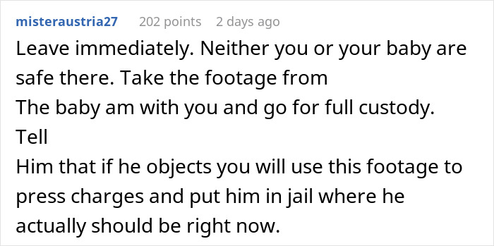 Comment advising action after husband's prank endangers wife's life. Comment advising action after husband's prank endangers wife's life.
