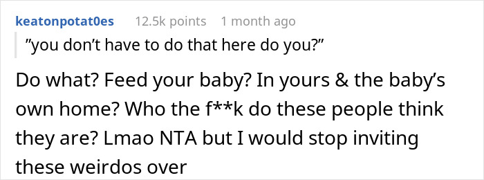 Reddit comment discussing breastfeeding controversy with father-in-law, expressing strong opinions and support. Reddit comment discussing breastfeeding controversy with father-in-law, expressing strong opinions and support.