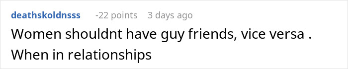 Reddit comment discussing relationship dynamics and friendships when in relationships. Reddit comment discussing relationship dynamics and friendships when in relationships.