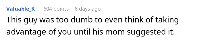 Reddit comment discussing taking advantage of someone in the context of property purchase. Reddit comment discussing taking advantage of someone in the context of property purchase.