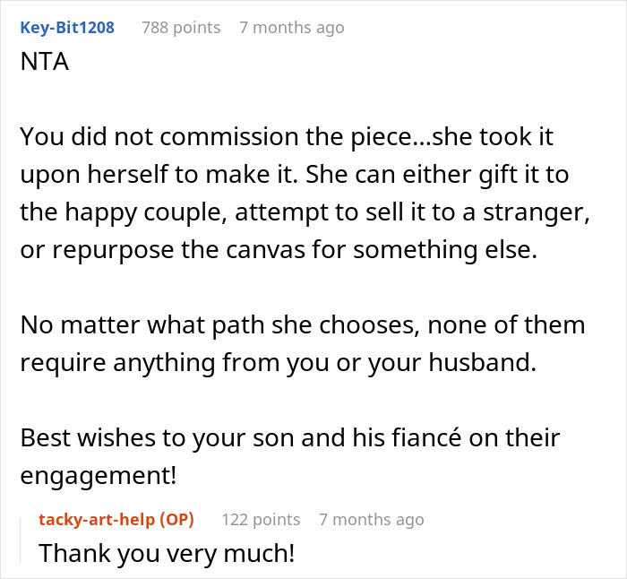 Reddit discussion about unrequested paintings, featuring replies on artistic choices. Reddit discussion about unrequested paintings, featuring replies on artistic choices.