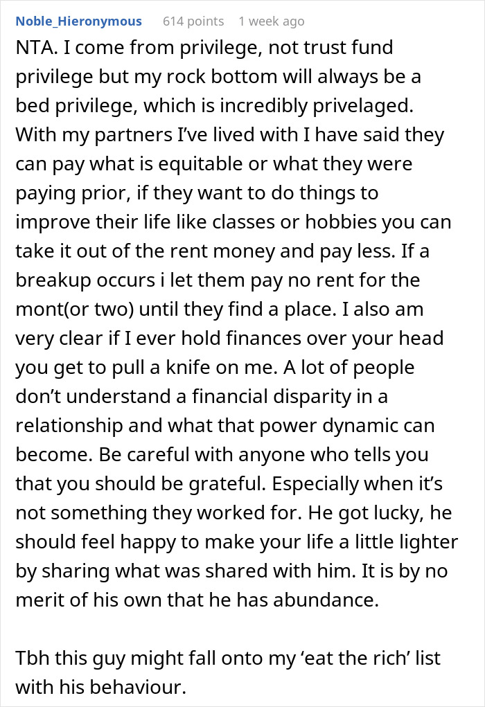Text post discussing wealth, trust fund, inheritance, and relationship dynamics. Text post discussing wealth, trust fund, inheritance, and relationship dynamics.