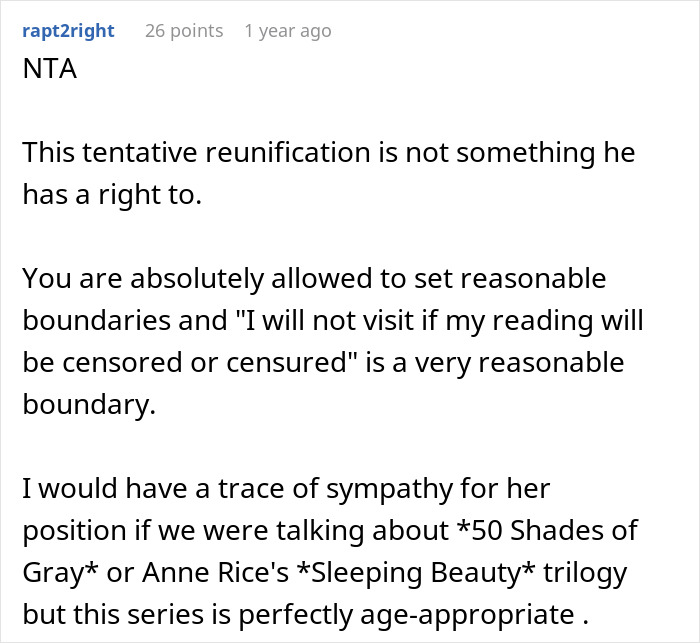 Stepmom Tries To Censor What 16YO Reads, He Decides Not To Visit His Dad Anymore Stepmom Tries To Censor What 16YO Reads, He Decides Not To Visit His Dad Anymore