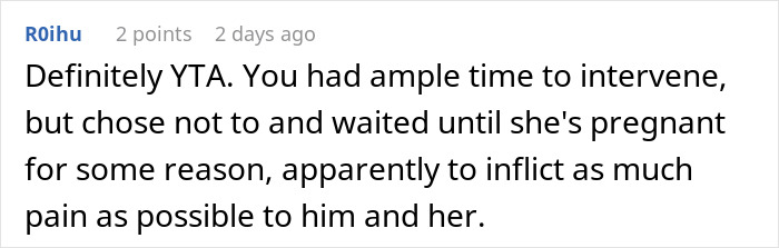 Comment critiquing decision to warn pregnant woman about ex's criminal past. Comment critiquing decision to warn pregnant woman about ex's criminal past.