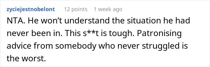 Comment discussing a wealthy person's lack of understanding about financial struggles. Comment discussing a wealthy person's lack of understanding about financial struggles.