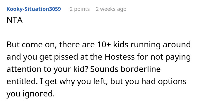 Text from an online forum discussing a party where a girl is isolated, and her mom is criticized for leaving. Text from an online forum discussing a party where a girl is isolated, and her mom is criticized for leaving.