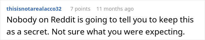 Reddit comment about keeping an affair secret, suggesting it's unlikely advice to receive. Reddit comment about keeping an affair secret, suggesting it's unlikely advice to receive.