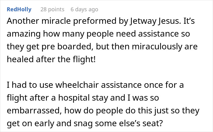 Text conversation about passengers getting pre-boarded under false handicapped claims. Text conversation about passengers getting pre-boarded under false handicapped claims.