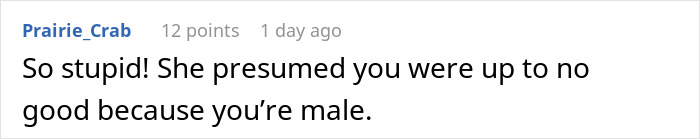 Comment mentioning bookstore clerk's presumption about a male customer. Comment mentioning bookstore clerk's presumption about a male customer.