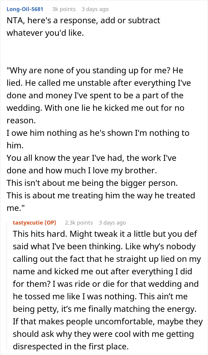 Brother Removes Sister From Wedding Party, Family Justifies It As Being "For Her Own Good" Brother Removes Sister From Wedding Party, Family Justifies It As Being "For Her Own Good"
