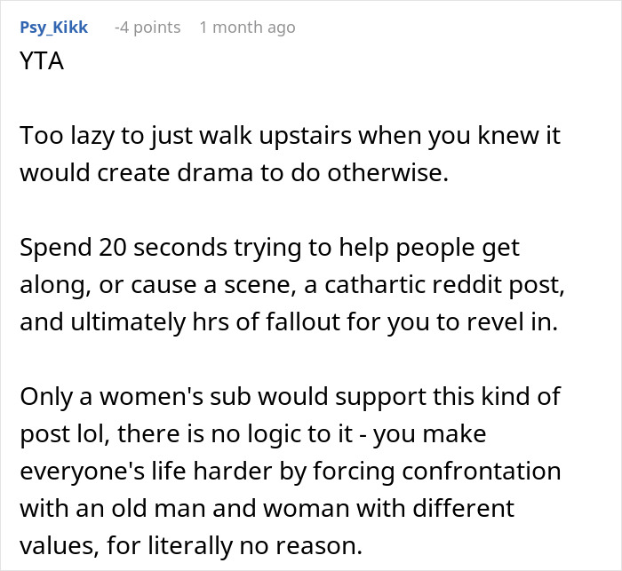 Reddit comment criticizing a woman for breastfeeding her son around her father-in-law, creating family tension. Reddit comment criticizing a woman for breastfeeding her son around her father-in-law, creating family tension.