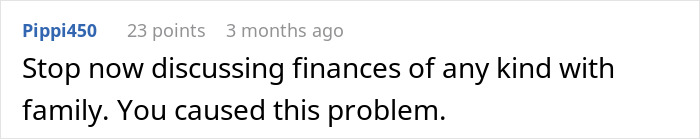 Comment on refusing financial help to family amid college payment demands. Comment on refusing financial help to family amid college payment demands.