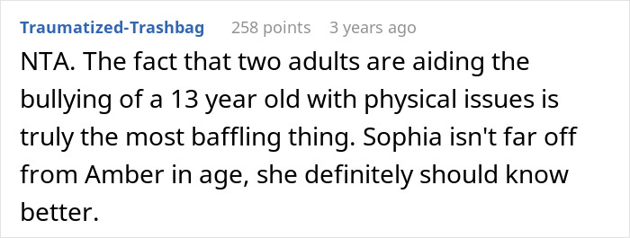 Reddit comment criticizing adults for bullying a teen with hearing aids and glasses. Reddit comment criticizing adults for bullying a teen with hearing aids and glasses.