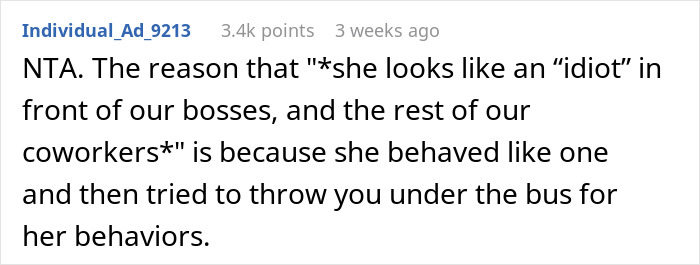 Reddit comment discussing an angry coworker's behavior at a work party. Reddit comment discussing an angry coworker's behavior at a work party.