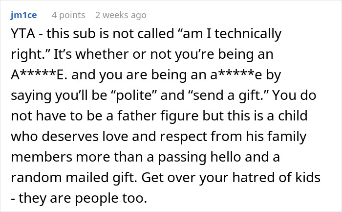 Comment on family responsibility and being a father figure, with advice to be more supportive and respectful to children. Comment on family responsibility and being a father figure, with advice to be more supportive and respectful to children.