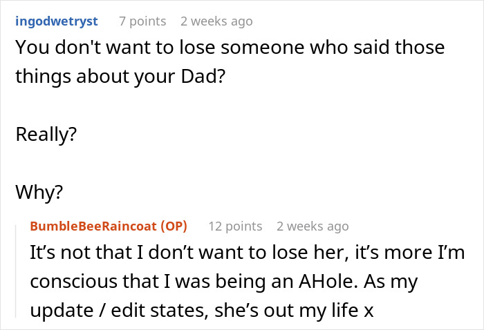 Text discusses losing a friend after a disagreement, with one user reflecting on being called "pathetic" and ending the friendship. Text discusses losing a friend after a disagreement, with one user reflecting on being called "pathetic" and ending the friendship.