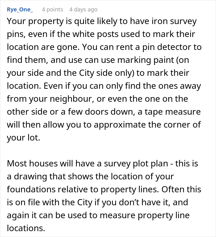 Discussion of property survey methods related to unhinged neighbor camera concerns. Discussion of property survey methods related to unhinged neighbor camera concerns.