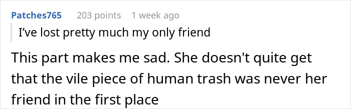 Screenshot of a Reddit comment about losing a friend, discussing betrayal and friendship. Screenshot of a Reddit comment about losing a friend, discussing betrayal and friendship.