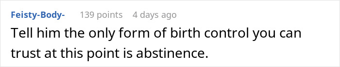 Comment discussing sterilization and trust in birth control methods. Comment discussing sterilization and trust in birth control methods.