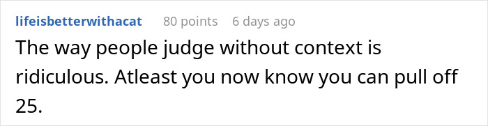 Image of a Reddit comment discussing judgment without context related to leaving a child at home. Image of a Reddit comment discussing judgment without context related to leaving a child at home.