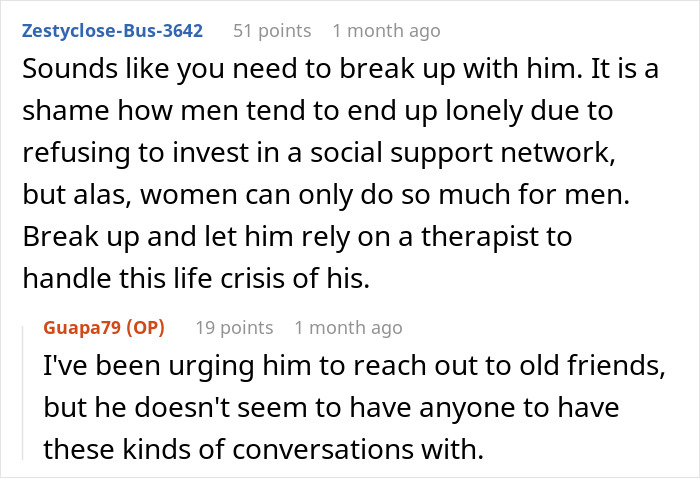 Text exchange discussing breaking up due to lacking social support, highlighting relationship challenges. Text exchange discussing breaking up due to lacking social support, highlighting relationship challenges.