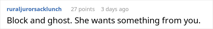 Comment about ghosting a friend, suggesting blocking due to ulterior motives. Comment about ghosting a friend, suggesting blocking due to ulterior motives.