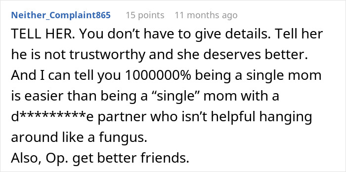 Reddit comment advises confronting untrustworthy partner about cheating. Reddit comment advises confronting untrustworthy partner about cheating.