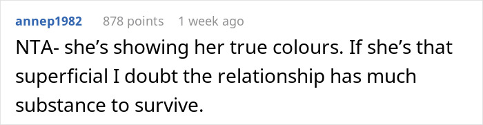 Reddit comment discussing wedding party exclusion with a skeptical tone. Reddit comment discussing wedding party exclusion with a skeptical tone.