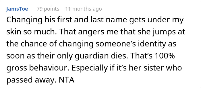 Text comment about adoption and name changes after sibling's death. Text comment about adoption and name changes after sibling's death.