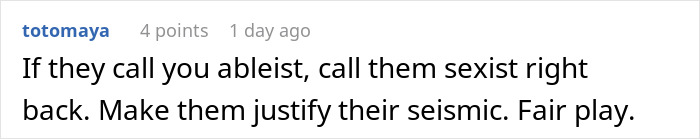 Text comment discussing fairness and justification in social issues. Text comment discussing fairness and justification in social issues.