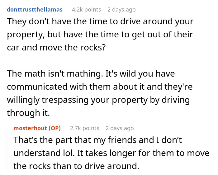 “This Is Not A Driveway”: Woman Prepares A Boulder-Sized Reality Check For Jerk Neighbors “This Is Not A Driveway”: Woman Prepares A Boulder-Sized Reality Check For Jerk Neighbors