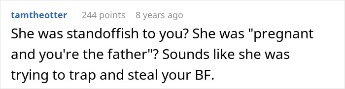Reddit comment discussing a pregnancy and relationship issue involving an infertile man. Reddit comment discussing a pregnancy and relationship issue involving an infertile man.