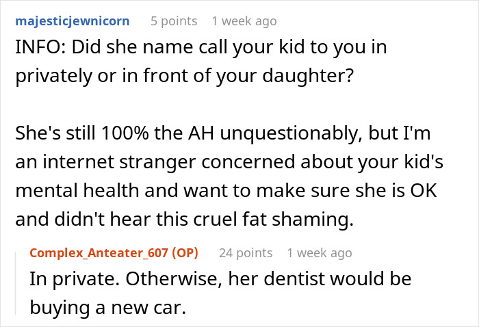 Comment exchange about skipping a wedding, discussing concerns of name-calling and fat shaming. Comment exchange about skipping a wedding, discussing concerns of name-calling and fat shaming.