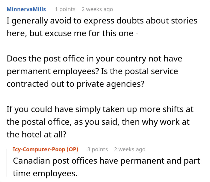 Reddit comments discussing post office employment and shifts. Reddit comments discussing post office employment and shifts.